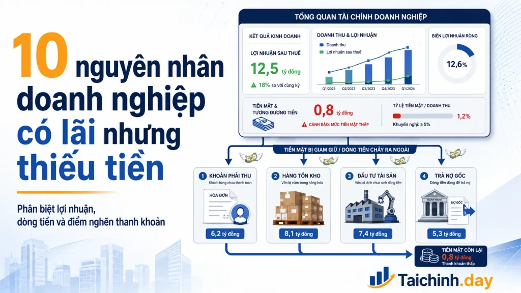 10 nguyên nhân doanh nghiệp có lãi nhưng thiếu tiền mặt