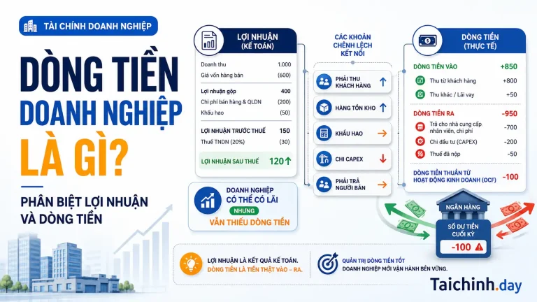 Dòng tiền doanh nghiệp và sự khác biệt với lợi nhuận kế toán