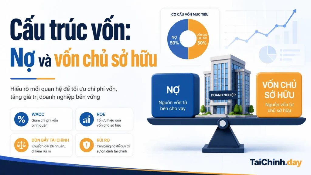 Sơ đồ cấu trúc vốn gồm nợ và vốn chủ sở hữu