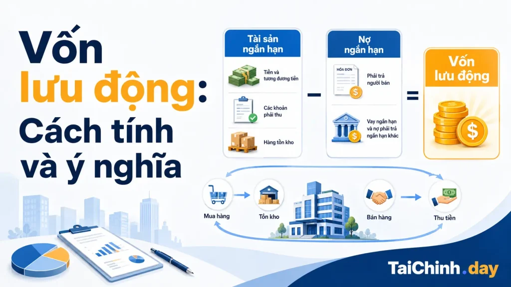 Công thức vốn lưu động từ tài sản ngắn hạn và nợ ngắn hạn