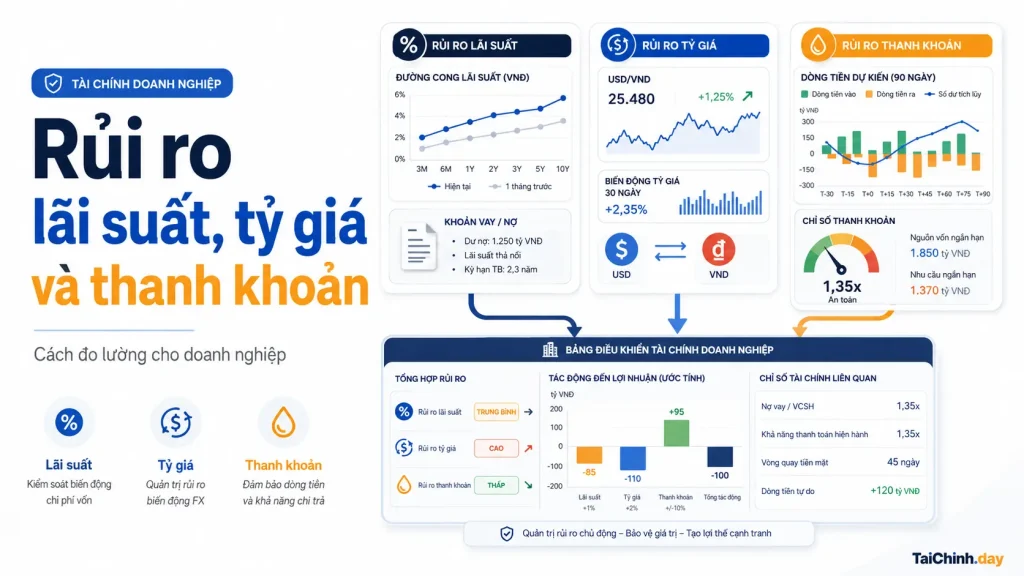 Cách đo rủi ro lãi suất tỷ giá và thanh khoản doanh nghiệp