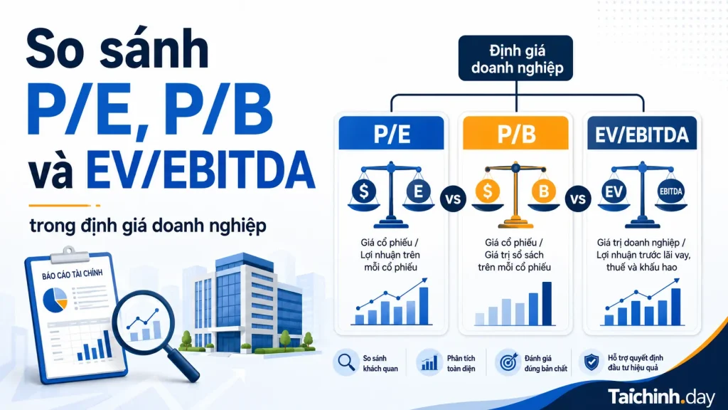 So sánh P/E P/B EV/EBITDA trong định giá doanh nghiệp